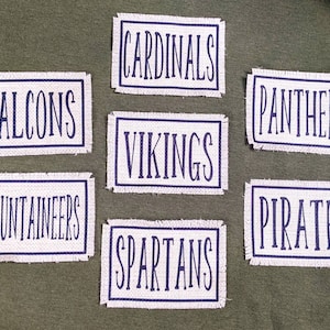 High School Spirit patches ~ Sublimated raggy patch for hats, frayed edges