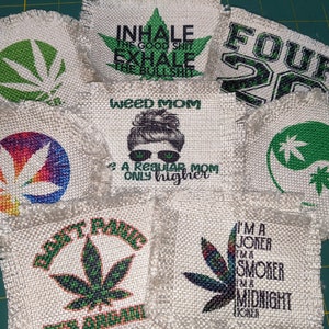 Weed Marijuana Smoking Stoner Organic Dope Soul~ Sublimated raggy patch for hats, with frayed edges