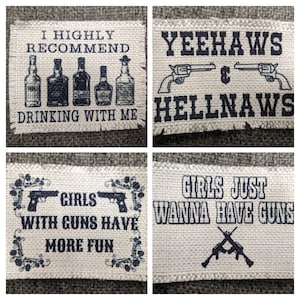 Messy Buns Guns Target~ Sublimation raggy patches, ink printed, use with adhesive, 100% polyester, frayed edges