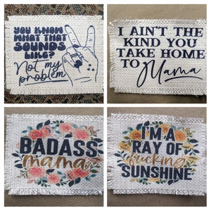 Ray of fucking sunshine / Badass Mama / Black Sheep of the Family / panic attack- Frayed patch for hats, use with adhesive