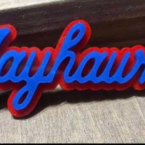 double layer SCRIPT FONT school mascot name acrylic earring blanks no hardware