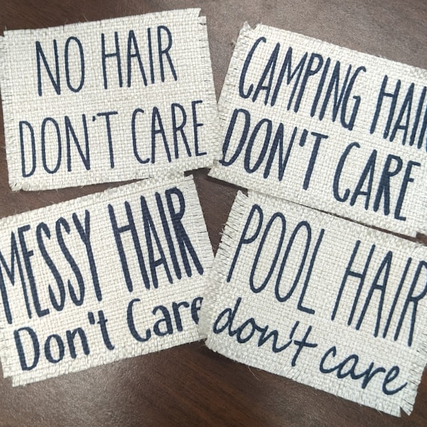 No Hair / Pool Hair / Beach Hair / Long Hair / Curly Hair / Camping Hair / Messy Hair ~ Frayed patch for hats