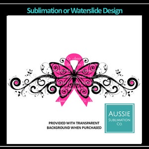 Breast CANCER Pink Ribbon Butterfly Awareness PNG Freeform Image Sublimation Design Digital Download TRANSPARENT Background