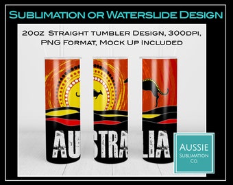 Australien Indigene Aussie Art Aborigines 20 Unzen Straight Skinny Tumbler Wrap Sublimation Design digitaler Download PNG Instant DIGITAL ONLY