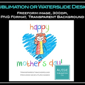 MOTHERS DAY, Crayon Drawing, Child Art, Mum Gift, Transparent Image Sublimation Design Tshirt Bag Digital Download, PNG Instant Digital only