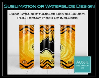 Australien Indigene Kunst Aborigines Karte Sonnenuntergang 20oz Straight Tumbler Wrap Sublimation Design Digital Download PNG Instant DIGITAL ONLY