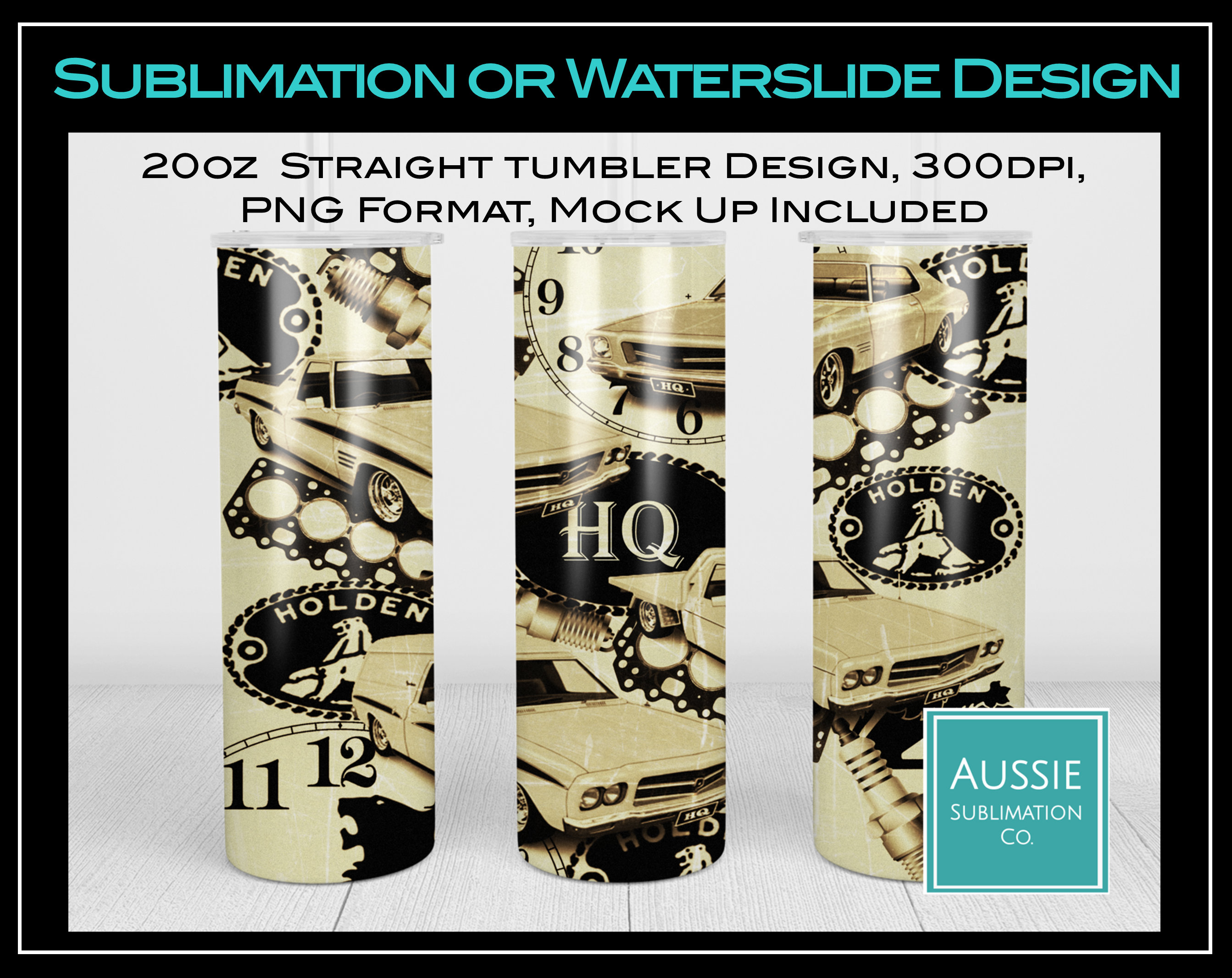 OLD SCHOOL, australisches Oldtimer, Auto Automobilindustrie, Sepia, Sublimationsdesign, 20 Unzen Tumbler Wrap, digitaler Download PNG