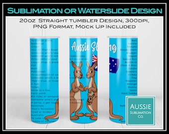 Aussie Australian Slang Words Australia Oz Funny 20oz Straight Tumbler Wrap Download Sofort NUR DIGITAL