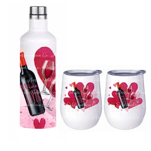 Wijnliefhebber harten rode wijn glazen fles Bourgondische Merlot fles cadeauset sublimatie ontwerp wrap digitale download PNG Instant ALLEEN DIGITAAL