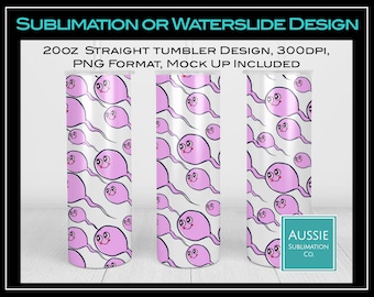 FÊTE DES PÈRES Sperm Girl Pink Background Sublimation Digital Download PNG Design 20oz Straight Skinny Tumbler Wrap
