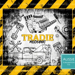 Tradie MECHANIC Auto Technician, Coches, Ocupación Grunge Australia 20oz Straight Tumbler Wrap Descargar PNG Instant DIGITAL solamente