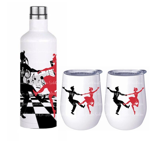 Jive Dancer, Rock N Roll, Retro, Bottle Gift Set, Sublimation Design, Digital Download PNG, Instant DIGITAL ONLY