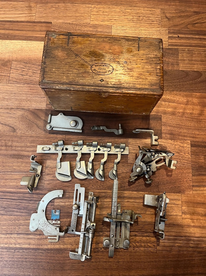 Vintage Singer Sewing Machine Attachments in Wood Puzzle Box - Etsy