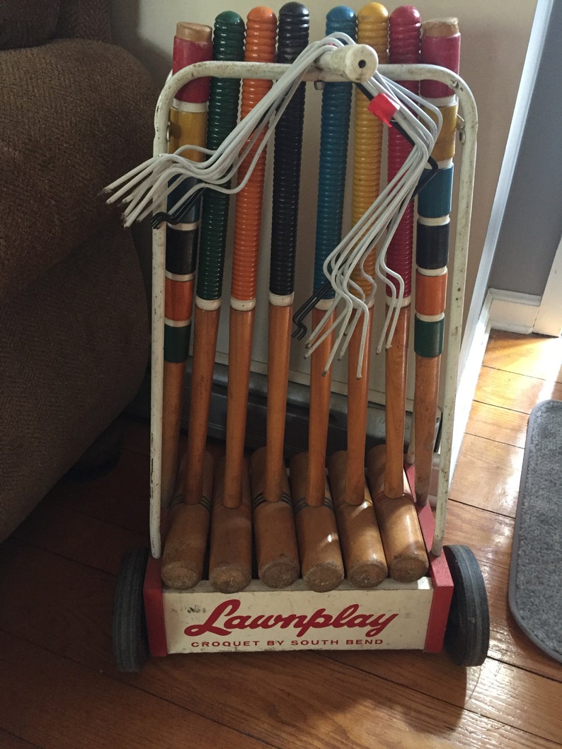 Vintage Lawnplay Croquet Set by South Bend Etsy