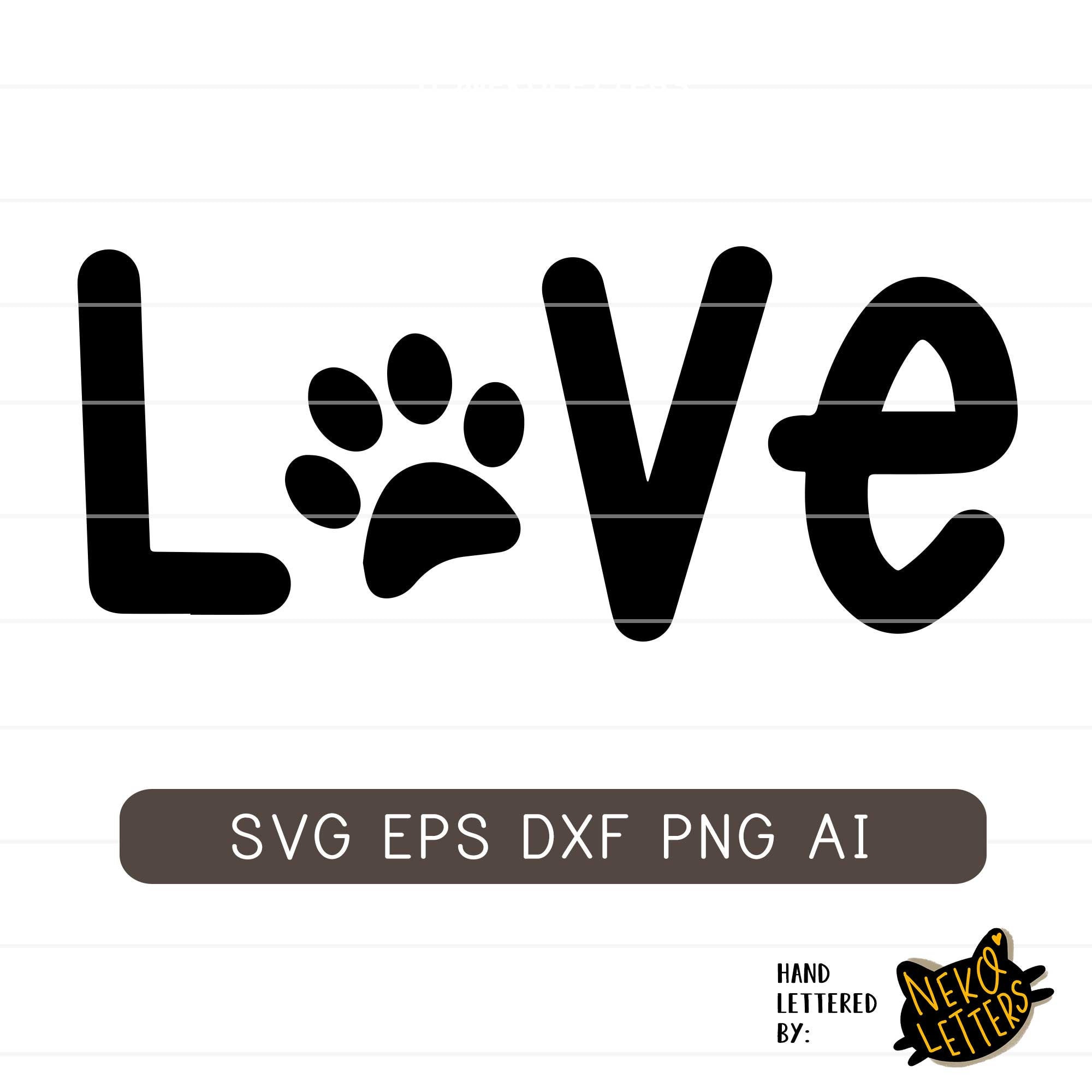 Love Paw Print Svg Love Paw Print Png Paw Print Svg Dog | Etsy