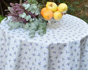 Provençal coated cotton tablecloth All over Lavanda light gray