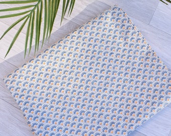 Provençal coated cotton tablecloth, Beaucaire blue