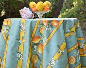 Provençal coated cotton tablecloth, lime green