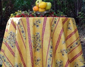 Oliva yellow Provençal coated cotton tablecloth