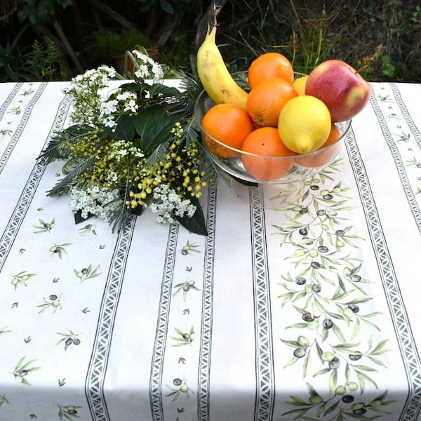 Olivada Provençal coated cotton tablecloth