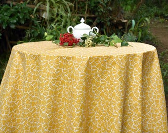 Yellow Palm coated cotton tablecloth