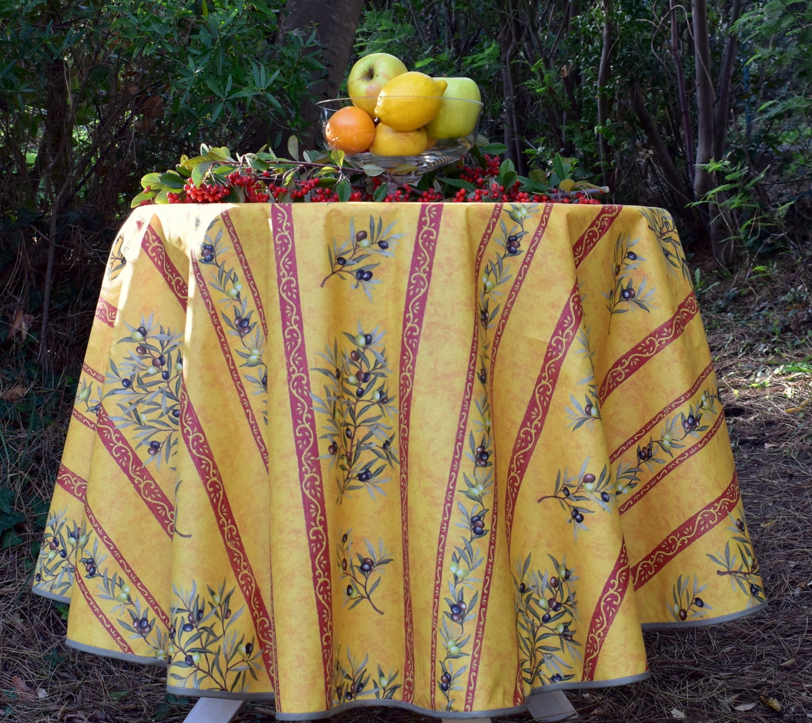 Nappe Coton Enduit Provençale Oliva Jaune