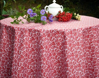 Red Palm coated cotton tablecloth