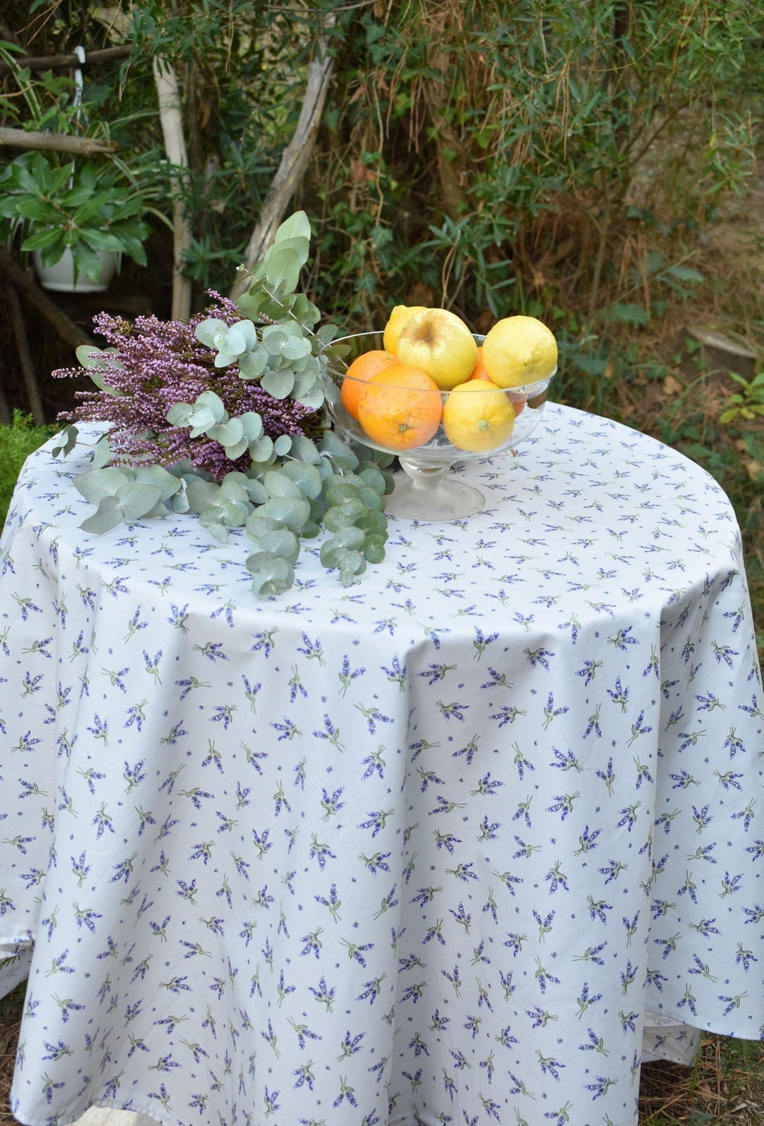 Nappe Coton Enduit Provençale All Over Lavanda Gris Clair