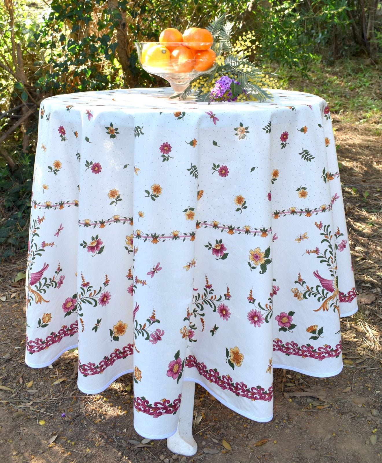 Nappe Ronde Coton Provençale Moustier Rose