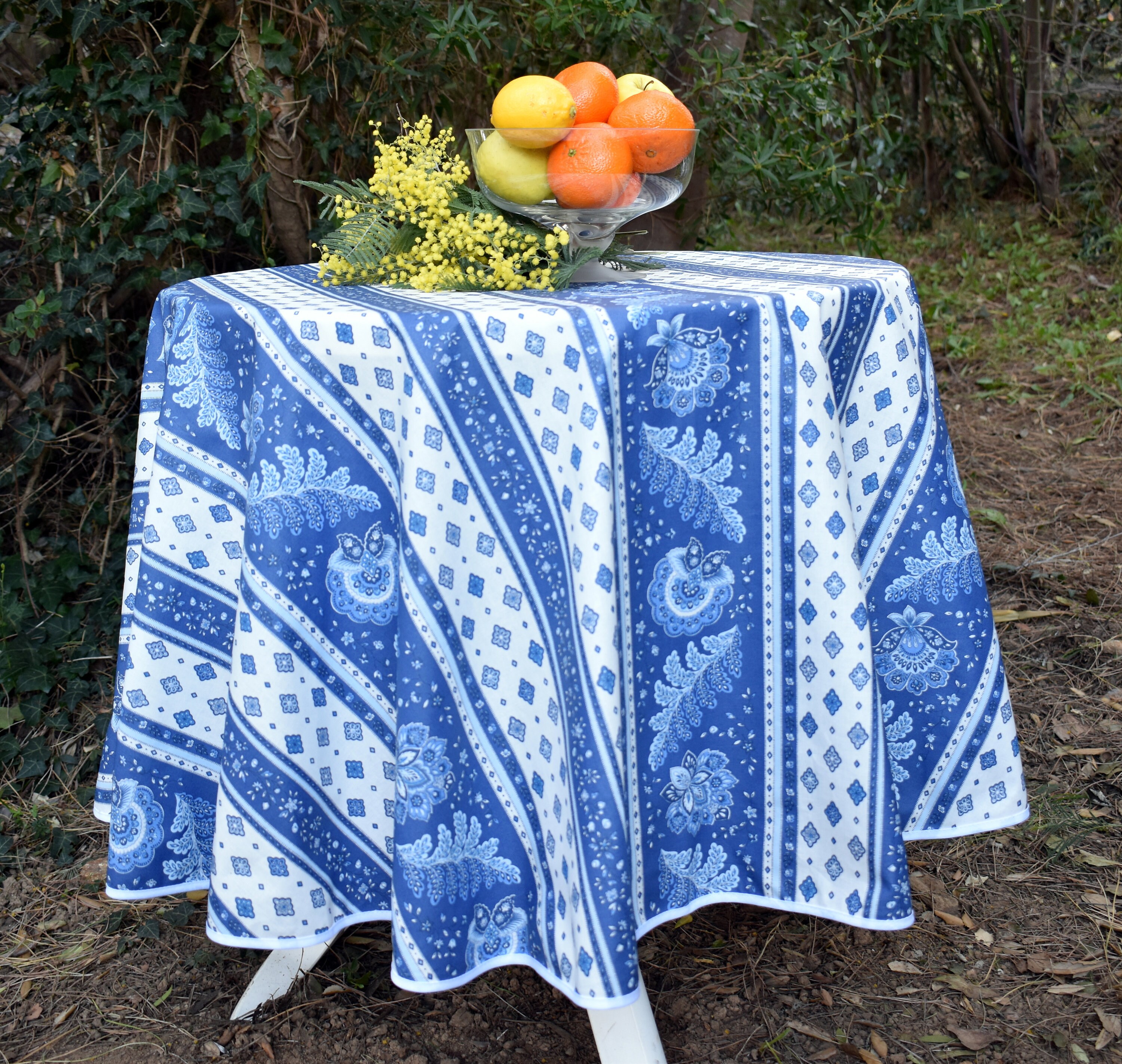 Nappe Coton Enduit Provençale Cassandre Bleu