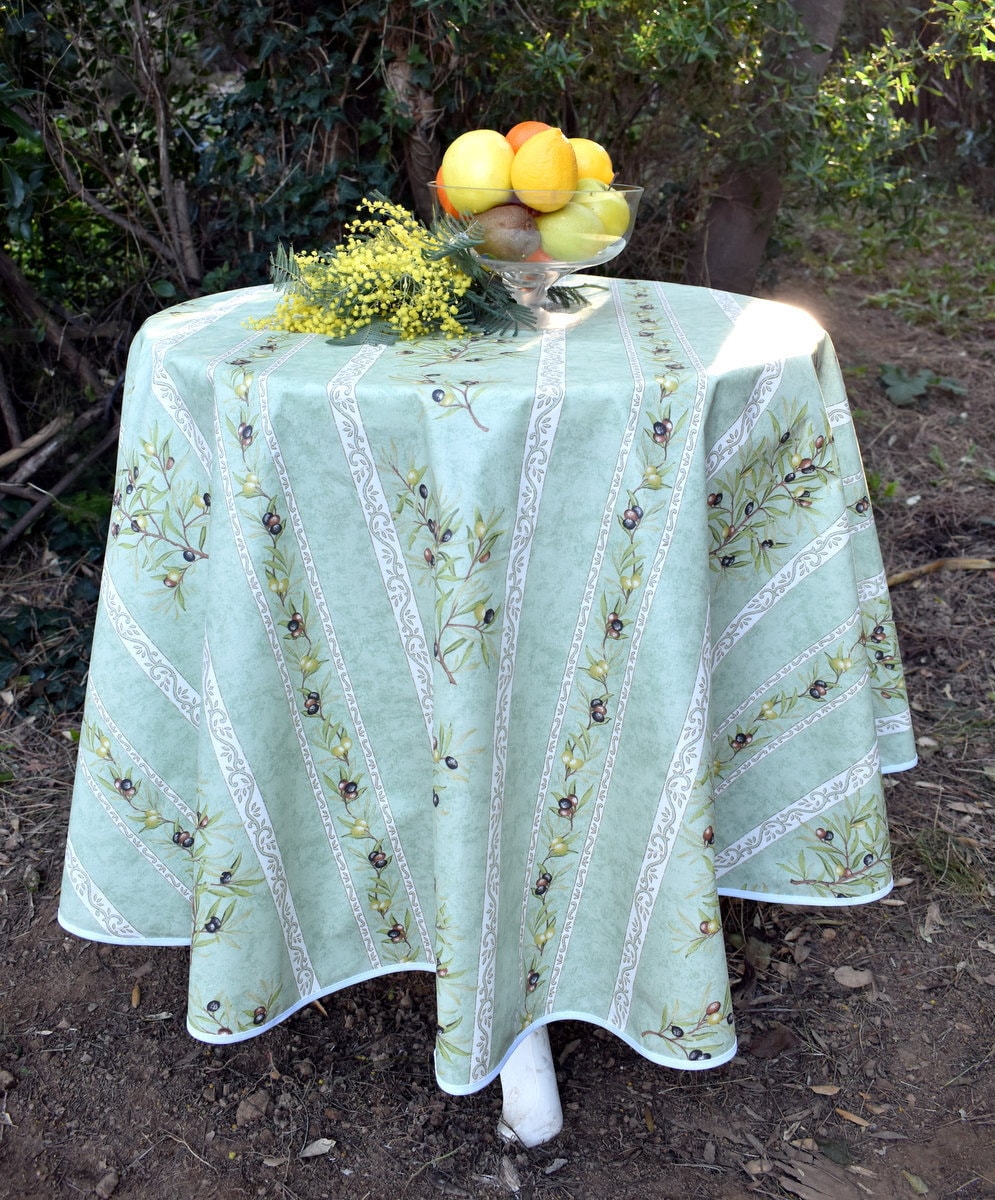 Nappe Coton Enduit Provençale Oliva Vert Amande