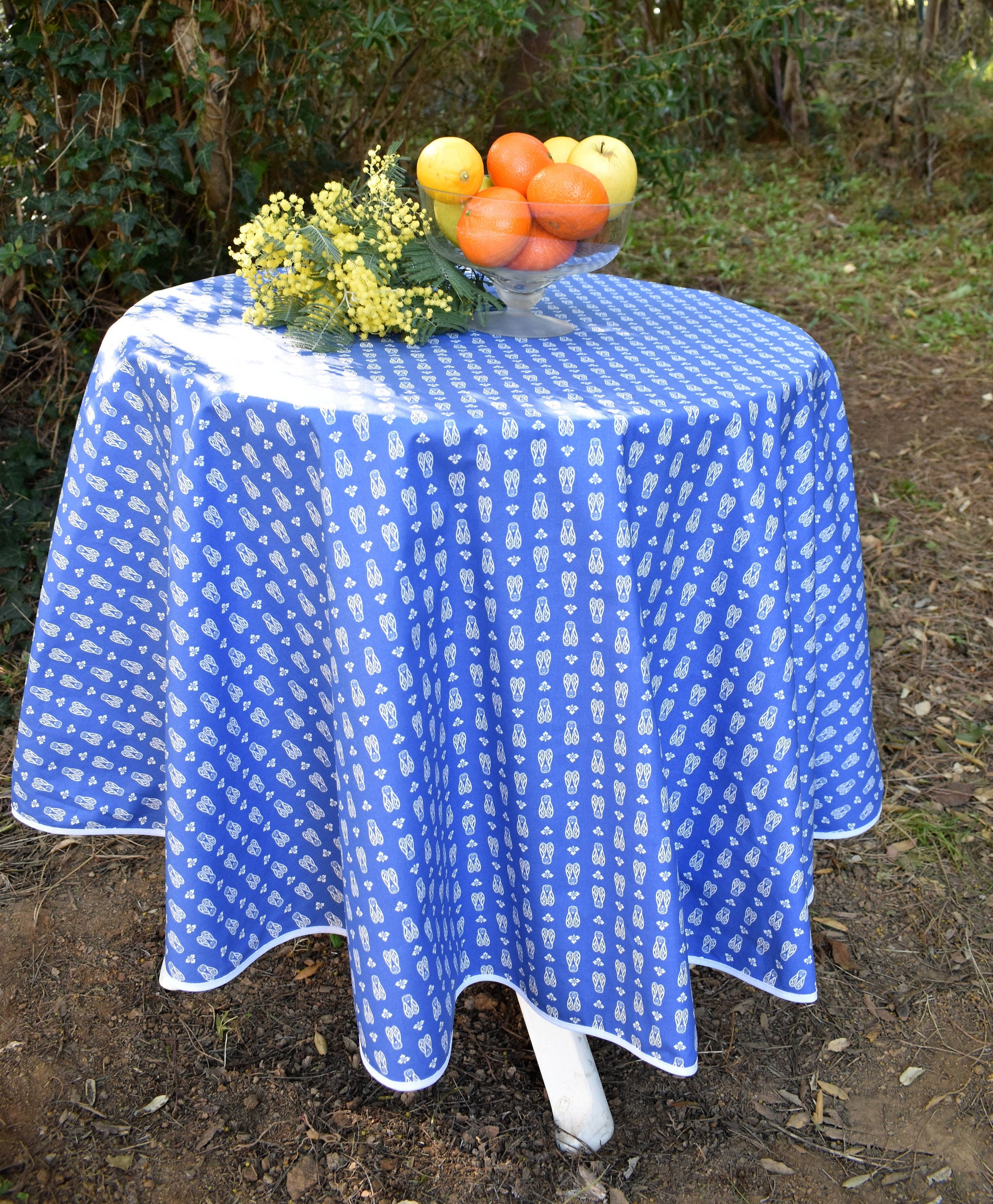 Nappe Coton Enduit Provençale Cigala Bleu