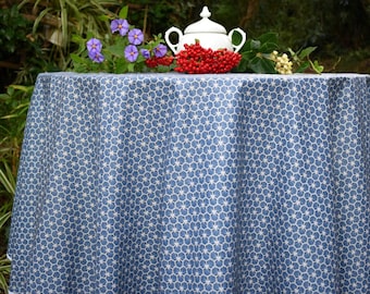 Navy blue honeycomb coated cotton tablecloth
