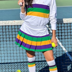 Mardi Gras Pleated Preppy Skort - White