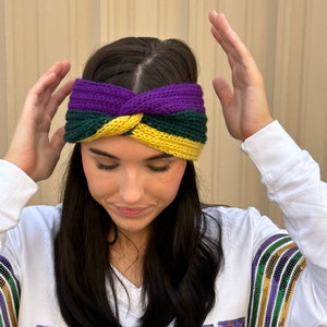 Mardi Gras Knit Headband- One Size