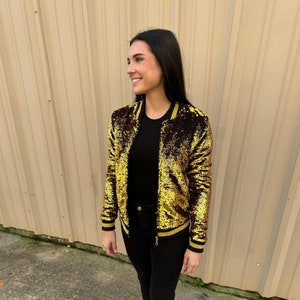St Patricks Day Black and Gold Reversible Sequin Jacket- Adult
