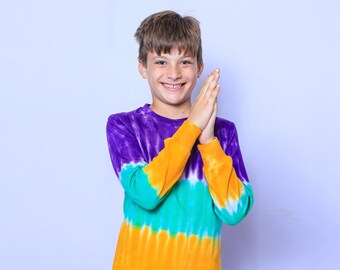 Tie Dye Striped Kids Long Sleeve TShirt