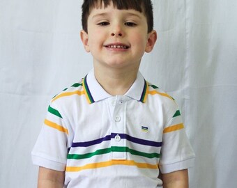 White Infinity Mardi Gras Unisex Youth Short Sleeve Polo