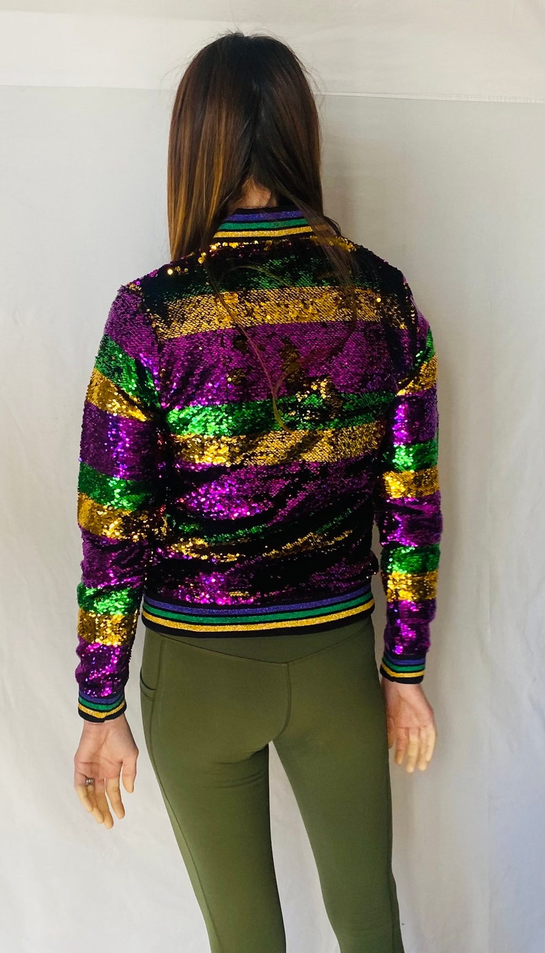 Mardi Gras Striped Reversible Sequin Jacket Adult Etsy