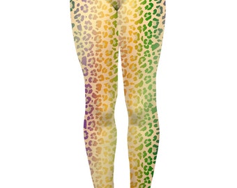 Mardi Gras Leopard Spandex Leggings- Junior