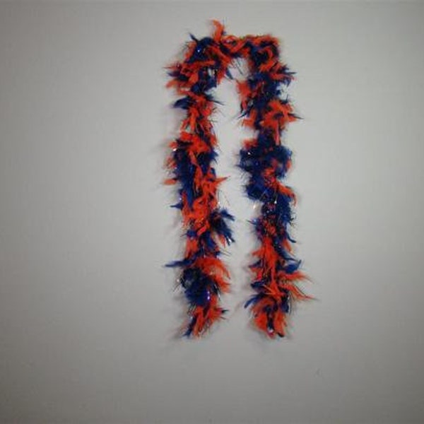 Feather Boa- Orange and Navy Blue Two Tone with Foil