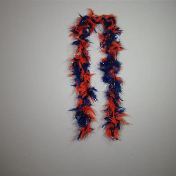 Feather Boa- Orange and Navy Blue Two Tone with Foil