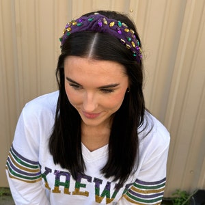 mardi gras knotted headband