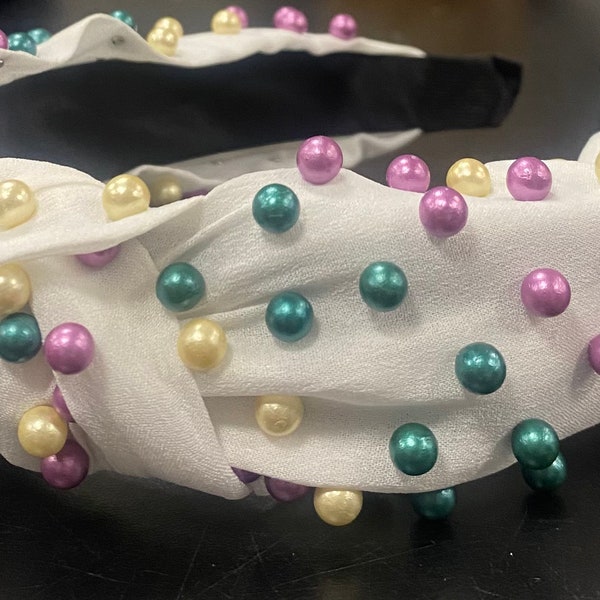 mardi gras pearl headband