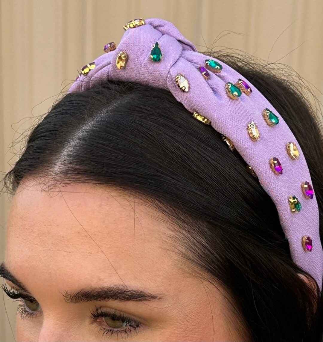 Mardi Gras Knotted Jewel Headband Lavender Etsy