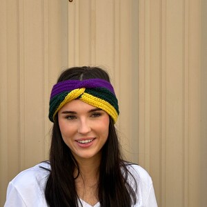 mardi gras knit headband