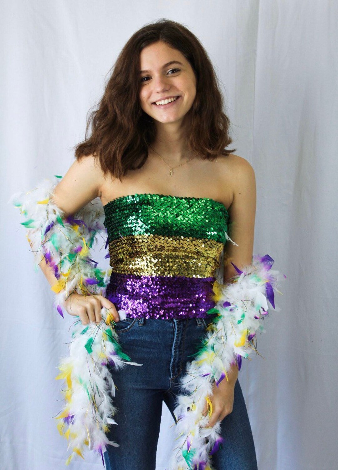 Mardi Gras Sequined Tube Top Etsy