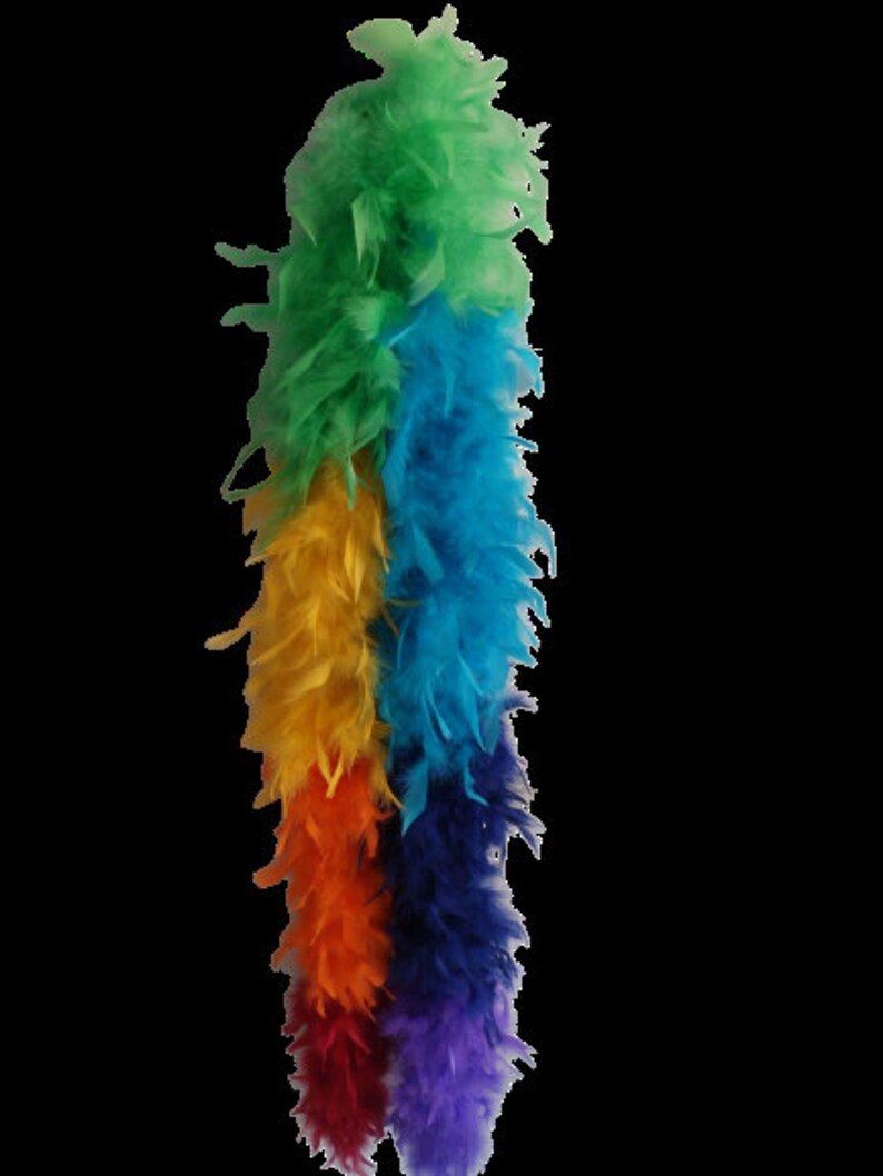 Color Blocked Rainbow Feather Boa