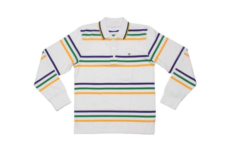 White Infinity Mardi Gras Unisex Toddler Long Sleeve Polo image 1