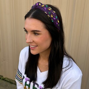 mardi gras knotted headband